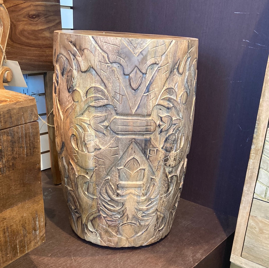 Jungle Mango wood Drum End Table