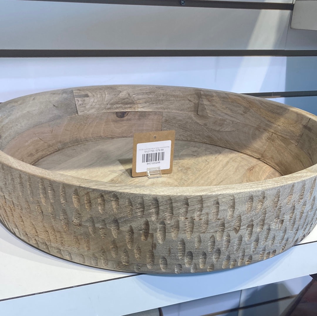 18 inch round decorative mango wood bowl tray