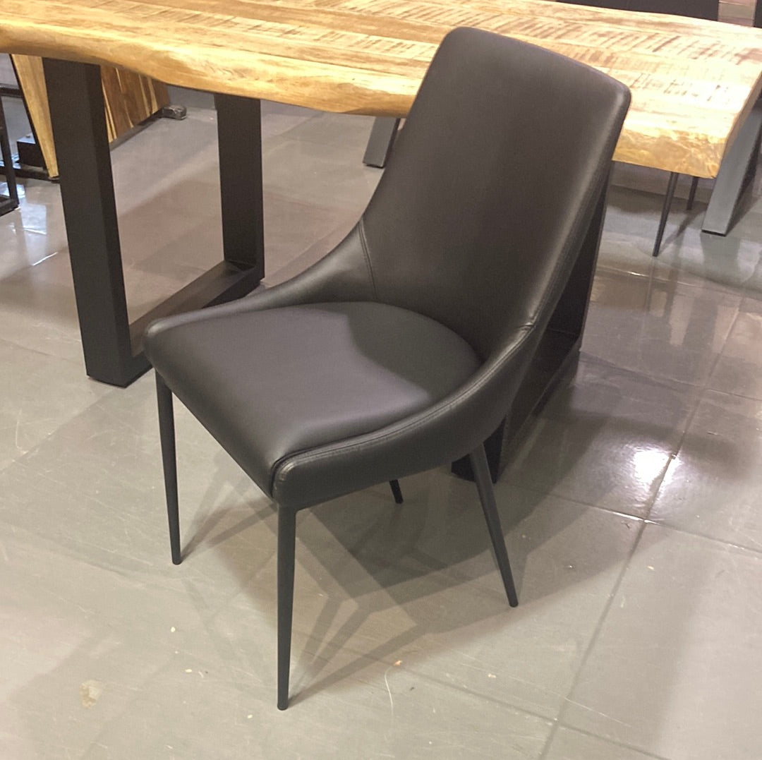 Black genuine Leather dining chair