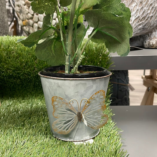 Small Metal Planter with Butterfly