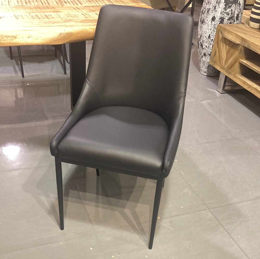 Black genuine Leather dining chair