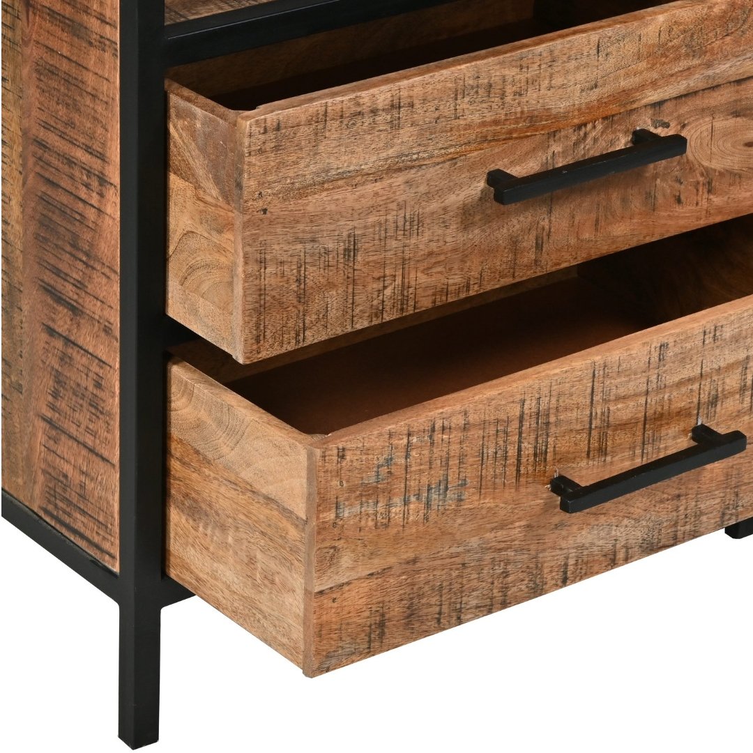 Madone Mango Wood Slim Bookcase - Rustic Furniture Outlet